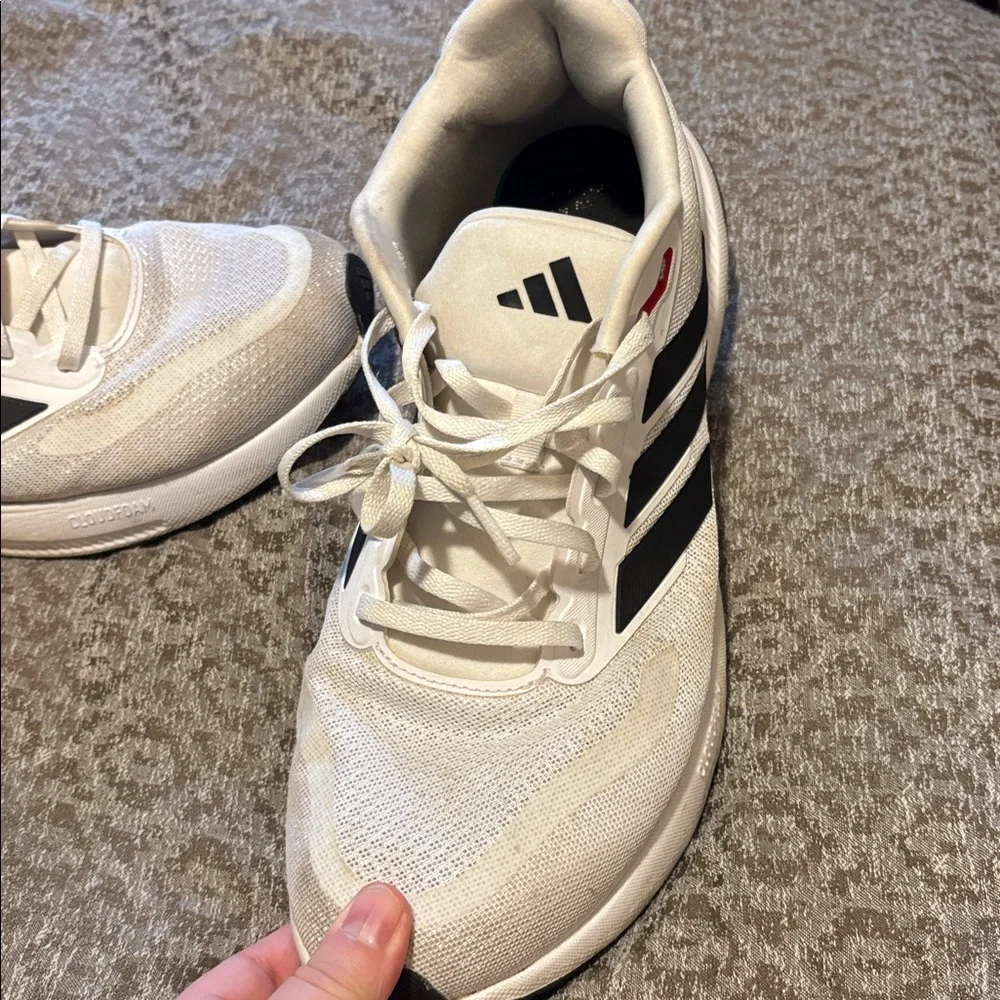 Adidas Men's White Athletic Shoes with Black and Red Accents - Picture 2 of 8